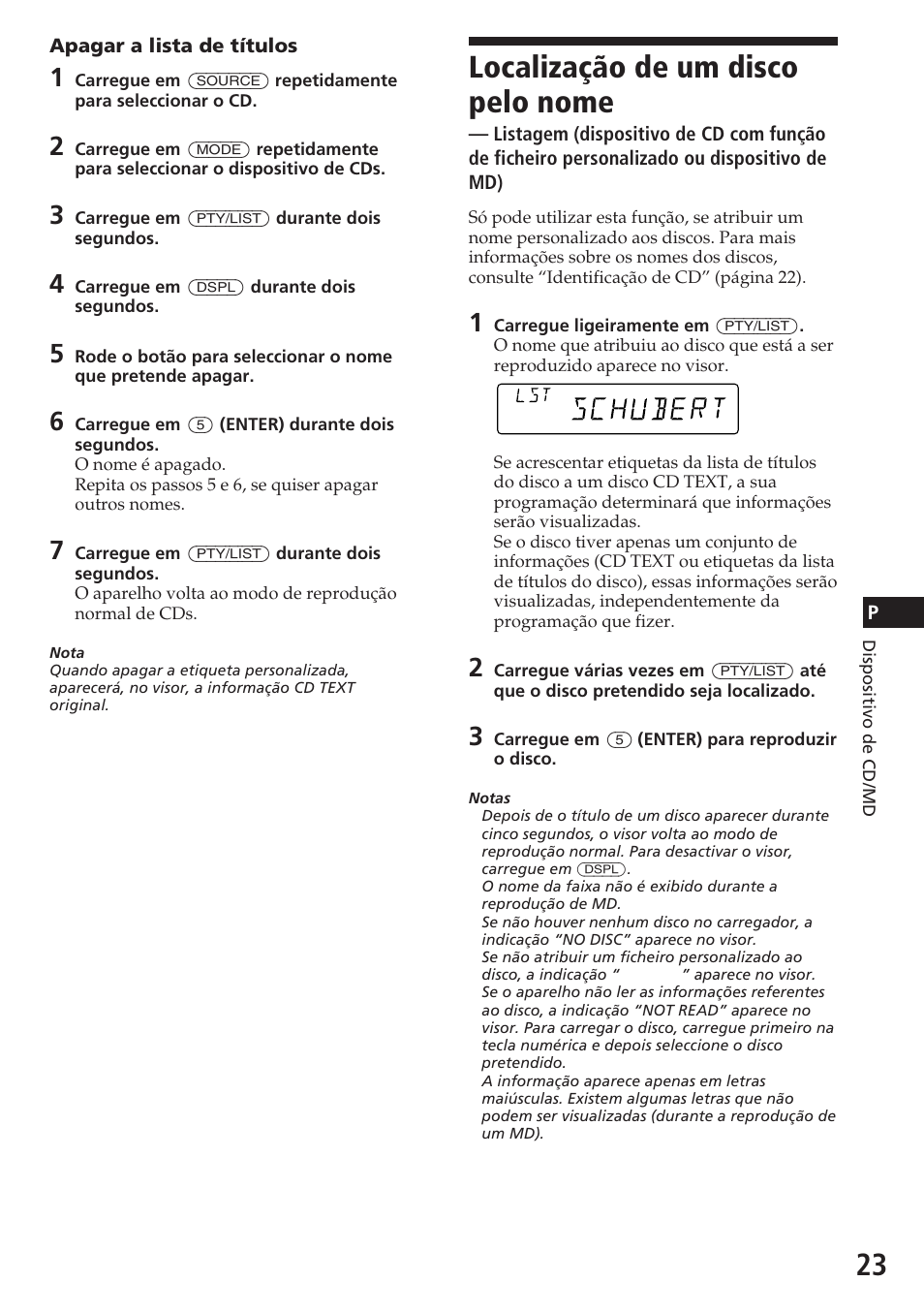 Localização de um disco pelo nome | Sony CDX-C580R User Manual | Page 83 / 124