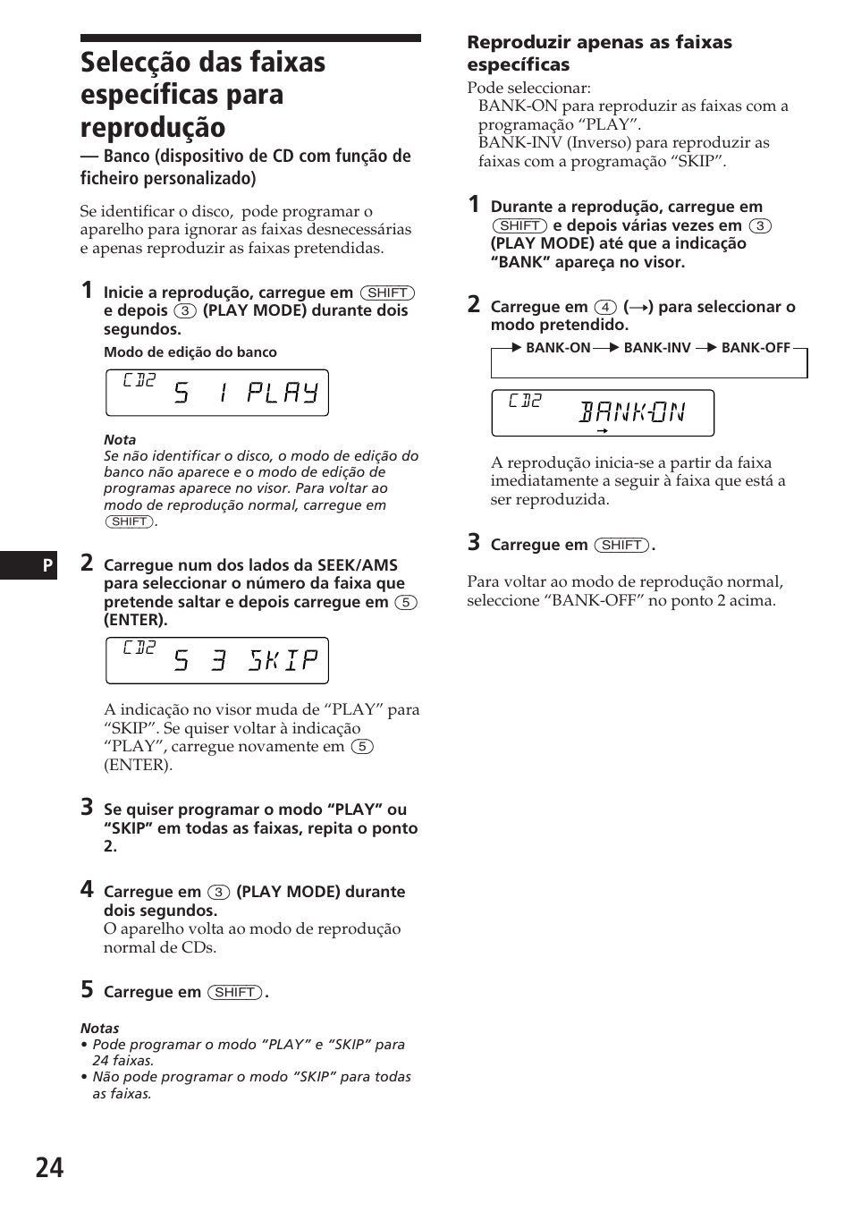 Selecção das faixas específicas para reprodução, Bankon | Sony CDX-C580R User Manual | Page 84 / 124