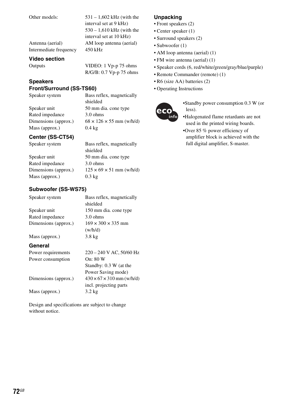 Sony DAV-DZ20 User Manual | Page 72 / 88