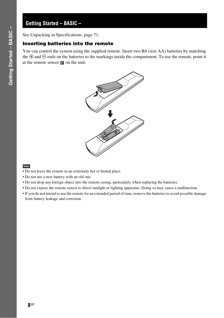 Getting started - basic, Getting started – basic | Sony DAV-DZ20 User Manual | Page 8 / 88