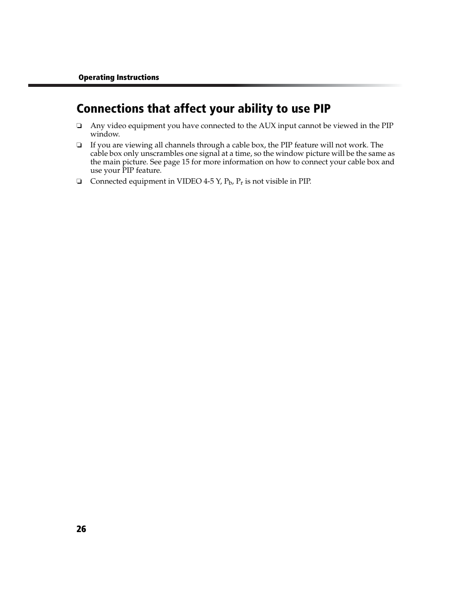 Connections that affect your ability to use pip | Sony WEGA  KV-27FS210 User Manual | Page 34 / 63