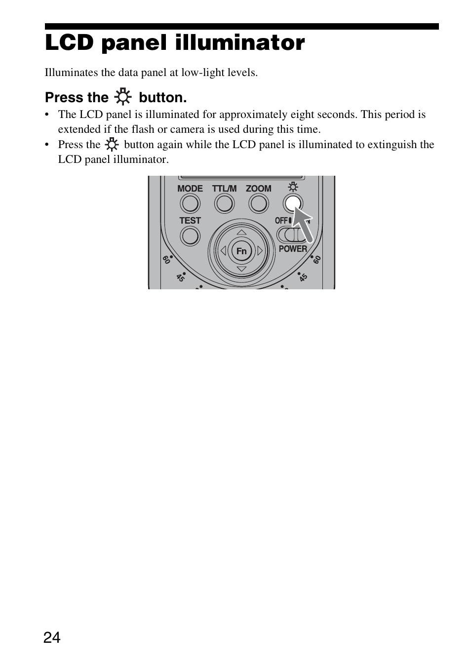 Lcd panel illuminator | Sony HVL-F58AM User Manual | Page 24 / 88