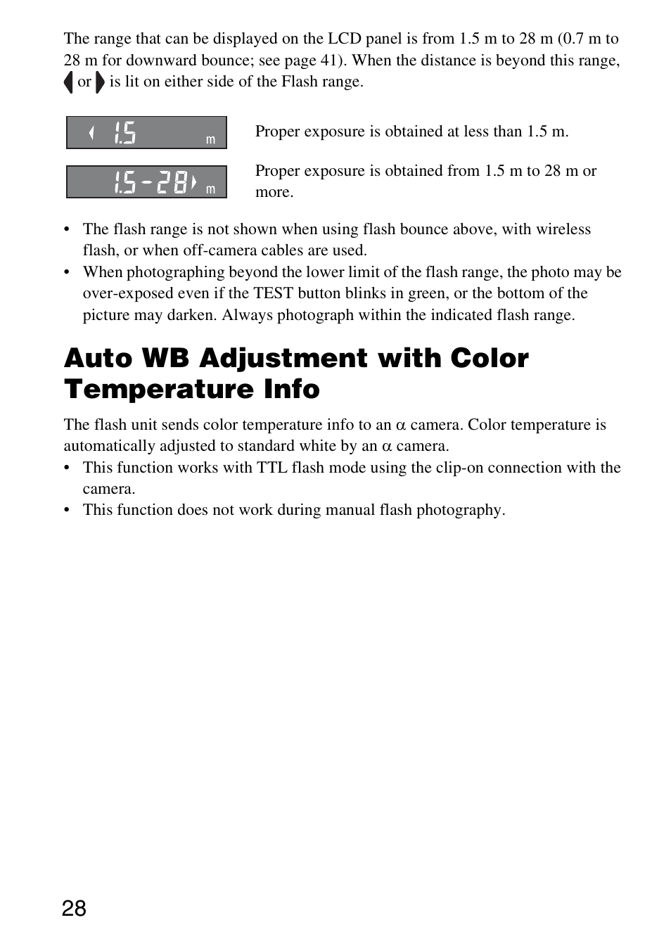 Auto wb adjustment with color temperature info | Sony HVL-F58AM User Manual | Page 28 / 88