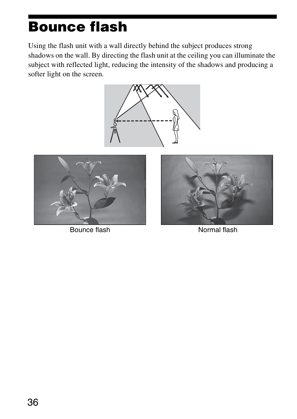 Bounce flash | Sony HVL-F58AM User Manual | Page 36 / 88