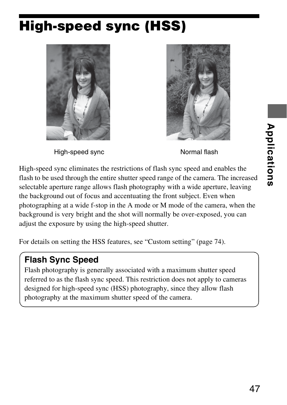 High-speed sync (hss) | Sony HVL-F58AM User Manual | Page 47 / 88