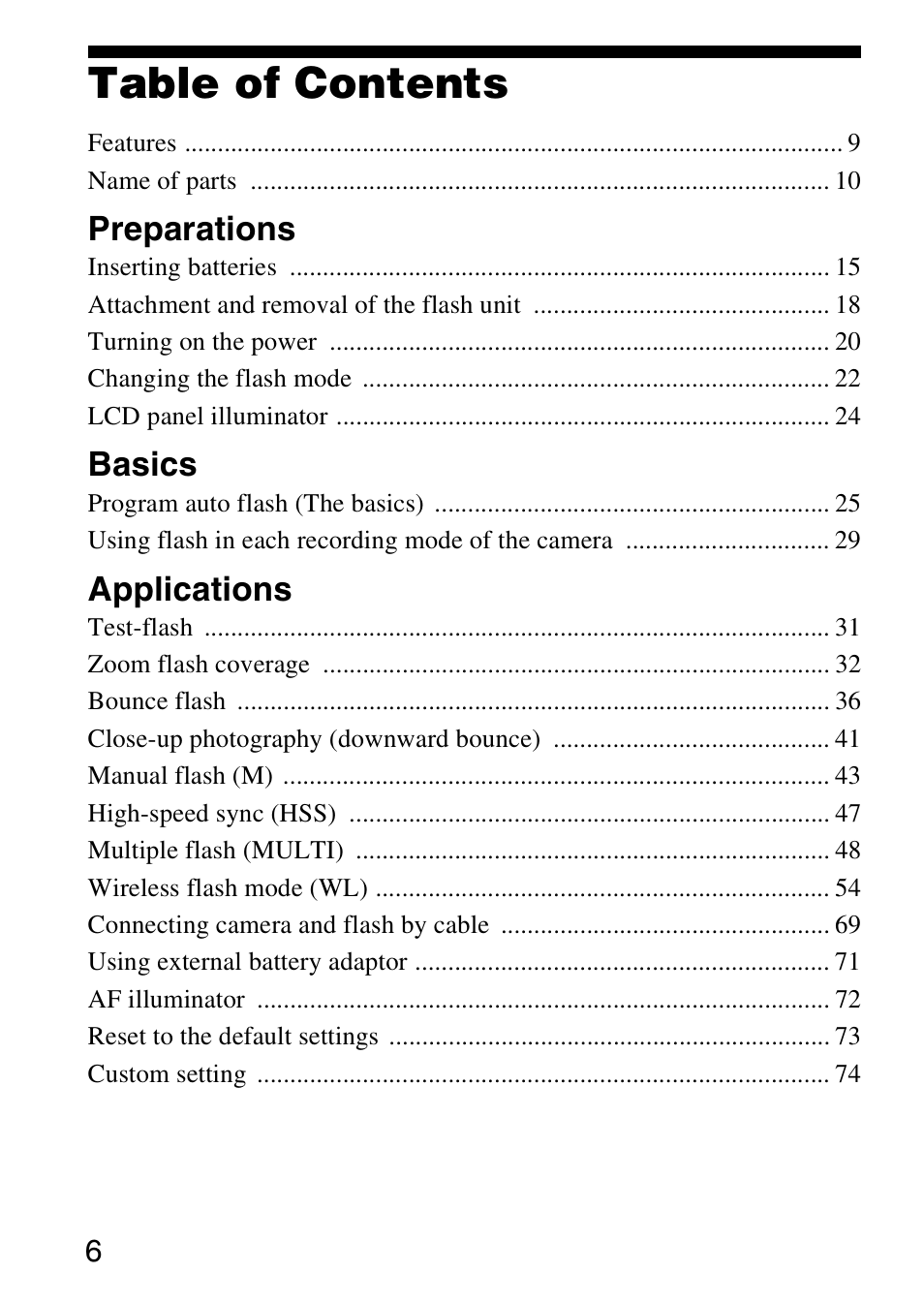 Sony HVL-F58AM User Manual | Page 6 / 88