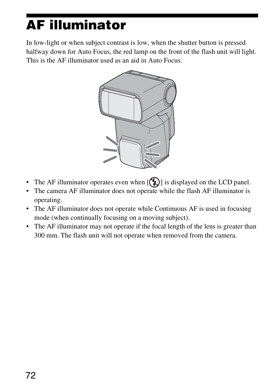Af illuminator | Sony HVL-F58AM User Manual | Page 72 / 88