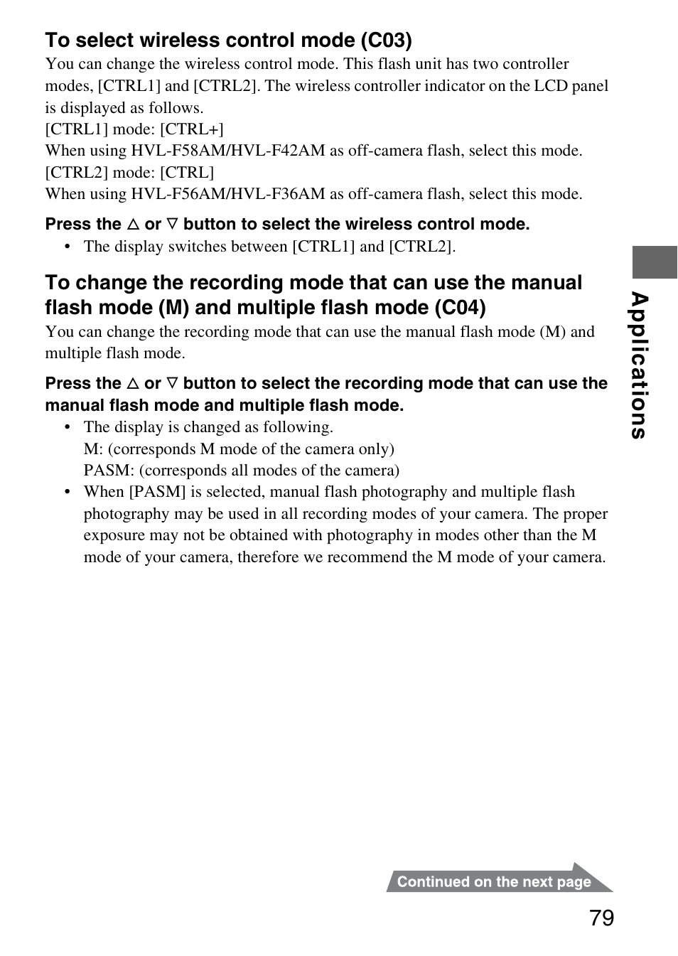 Appl ica tions 79 | Sony HVL-F58AM User Manual | Page 79 / 88