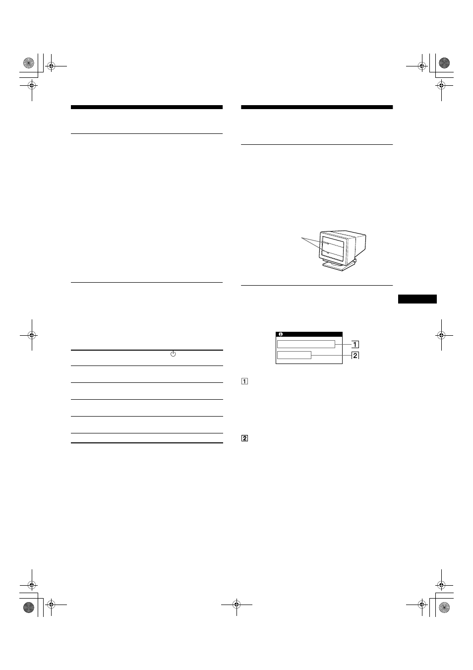Technical features, Preset and user modes, Power saving function | Troubleshooting, If thin lines appear on your screen (damper wires), On-screen messages | Sony GDM-F400 User Manual | Page 15 / 52
