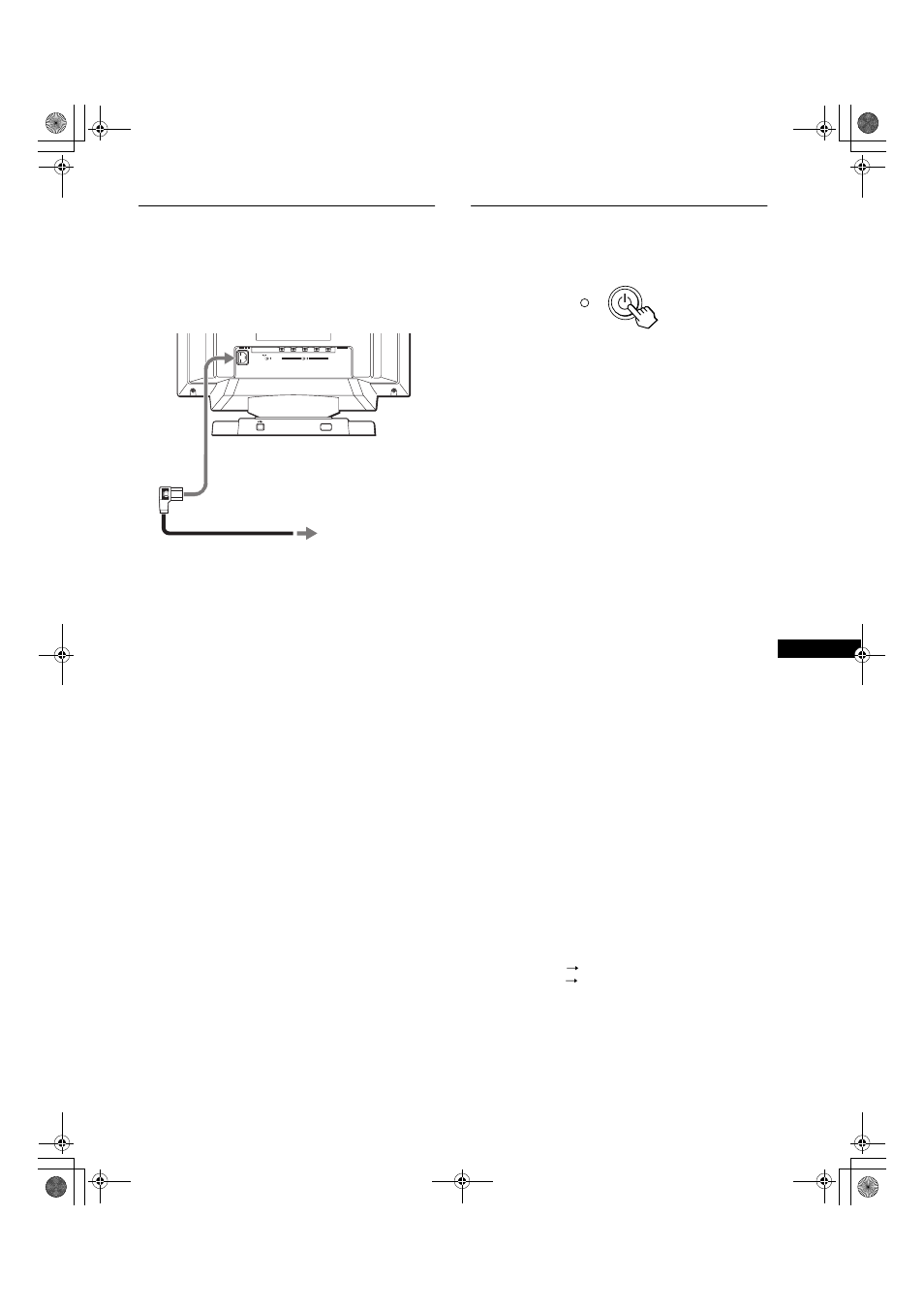 Paso 2: conexión del cable de alimentación, Paso 3: encendido del monitor y del ordenador | Sony GDM-F400 User Manual | Page 39 / 52