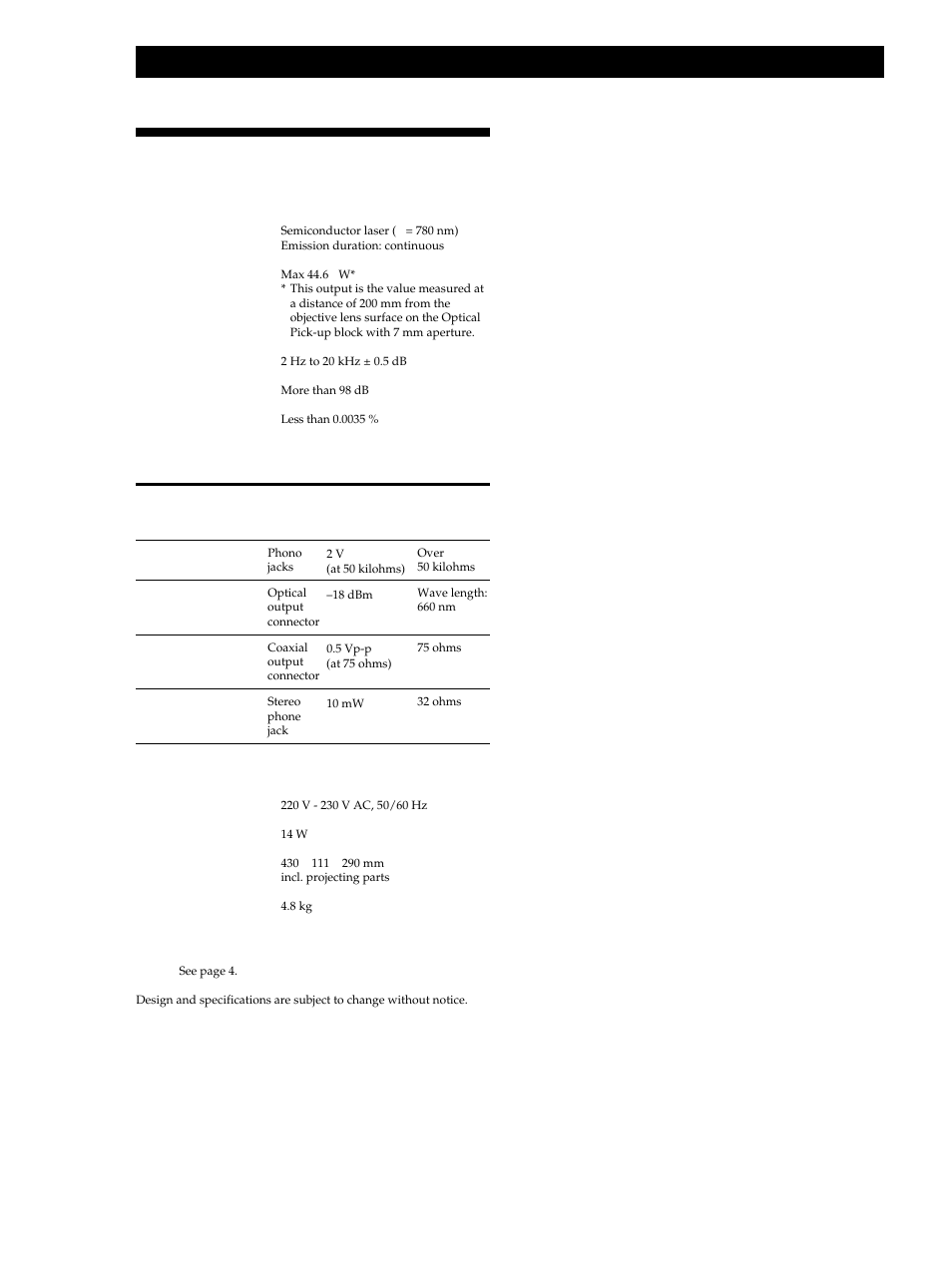 Specifications, Additional information | Sony CDP-XB740 User Manual | Page 20 / 84