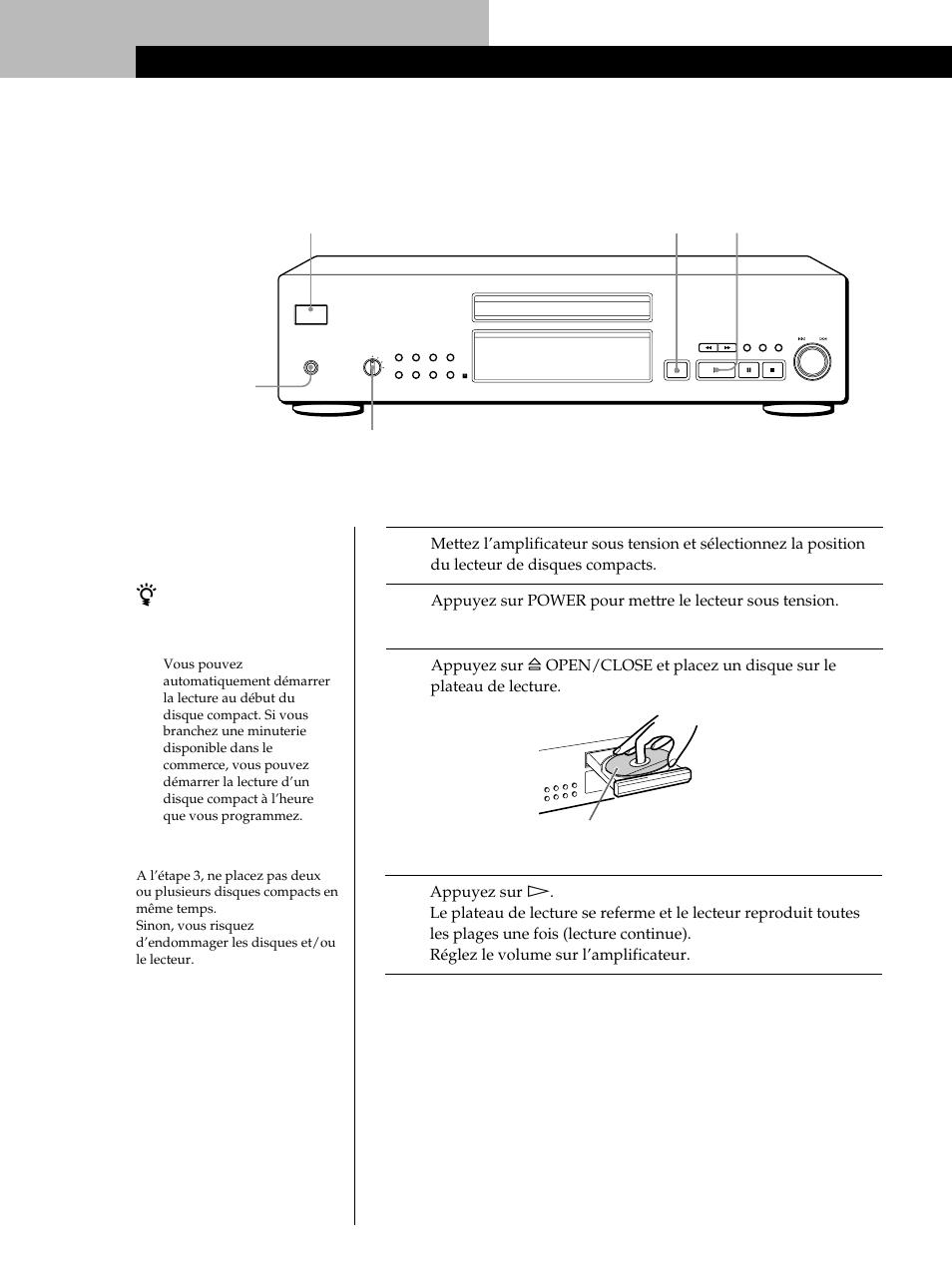 Lecture d’un disque compact, Opérations de base | Sony CDP-XB740 User Manual | Page 26 / 84