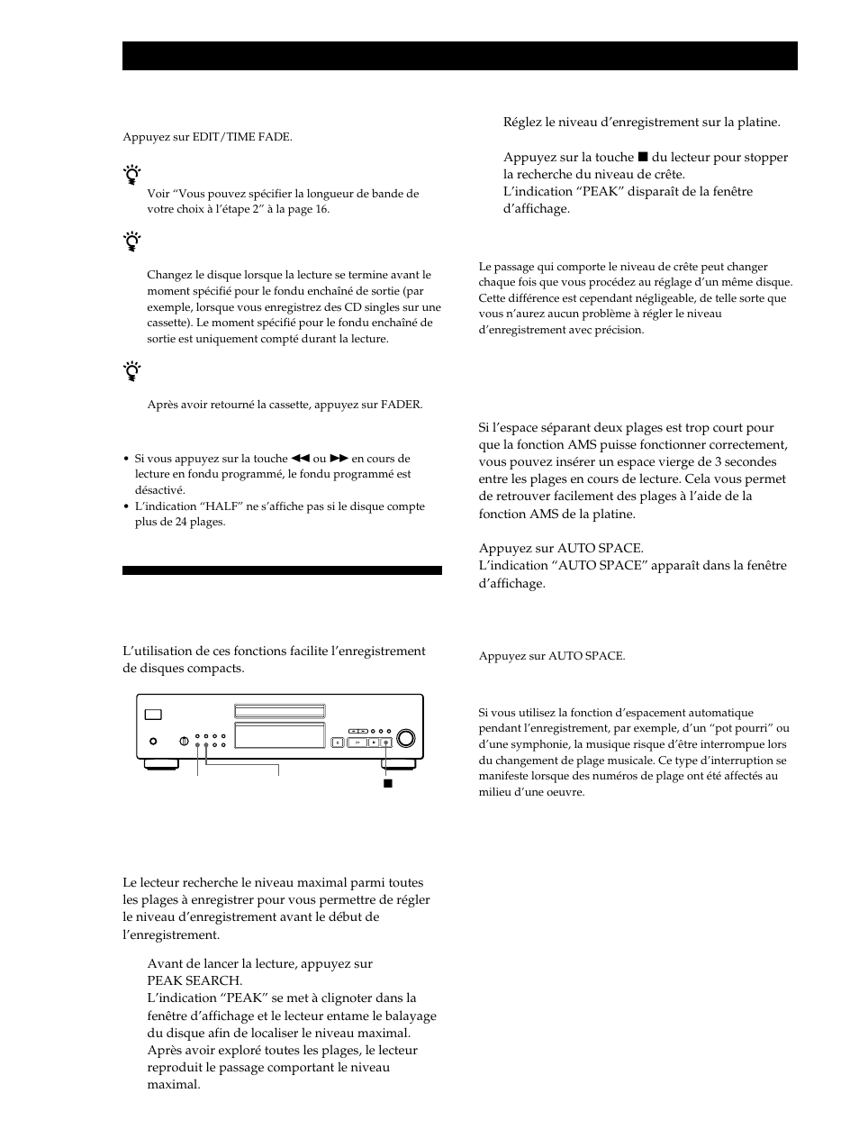 Quelques conseils utiles pour l’enregistrement, Enregistrement de disques compacts | Sony CDP-XB740 User Manual | Page 38 / 84
