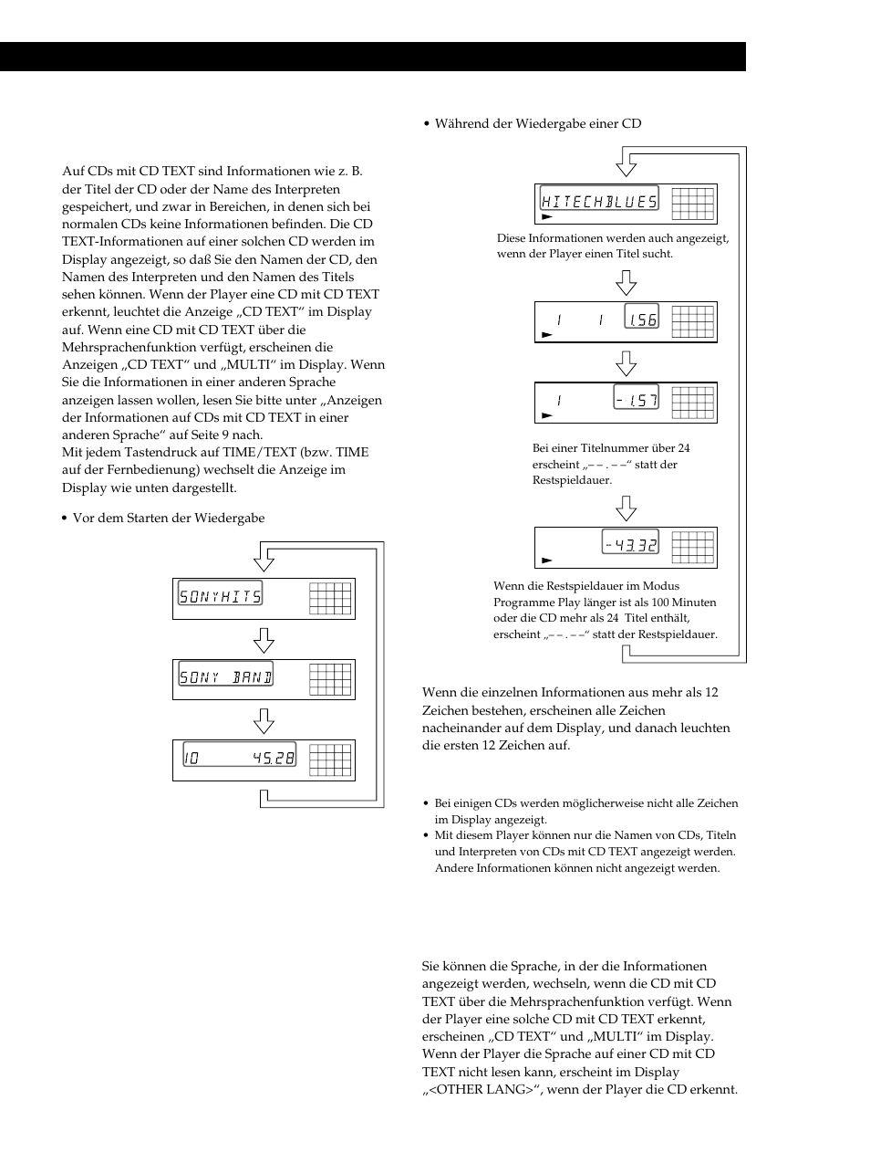 Wiedergeben von cds, Während der wiedergabe einer cd, Fortsetzung) | Drücken sie | Sony CDP-XB740 User Manual | Page 49 / 84