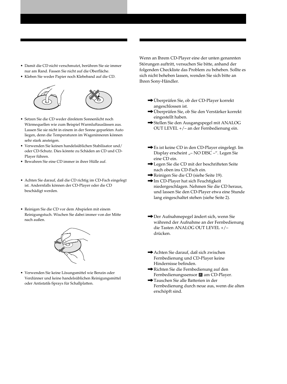 Hinweise zu cds, Störungsbehebung, Weitere informationen | Sony CDP-XB740 User Manual | Page 59 / 84