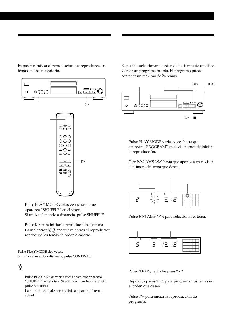 Reproducción de discos compactos, Creación de un programa con el reproductor 1 | Sony CDP-XB740 User Manual | Page 73 / 84