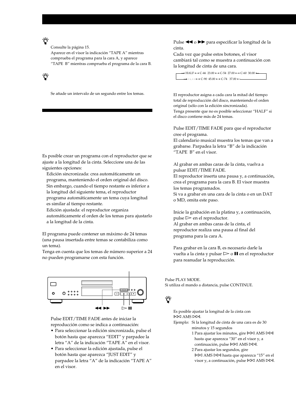 Grabación a partir de discos compactos | Sony CDP-XB740 User Manual | Page 76 / 84