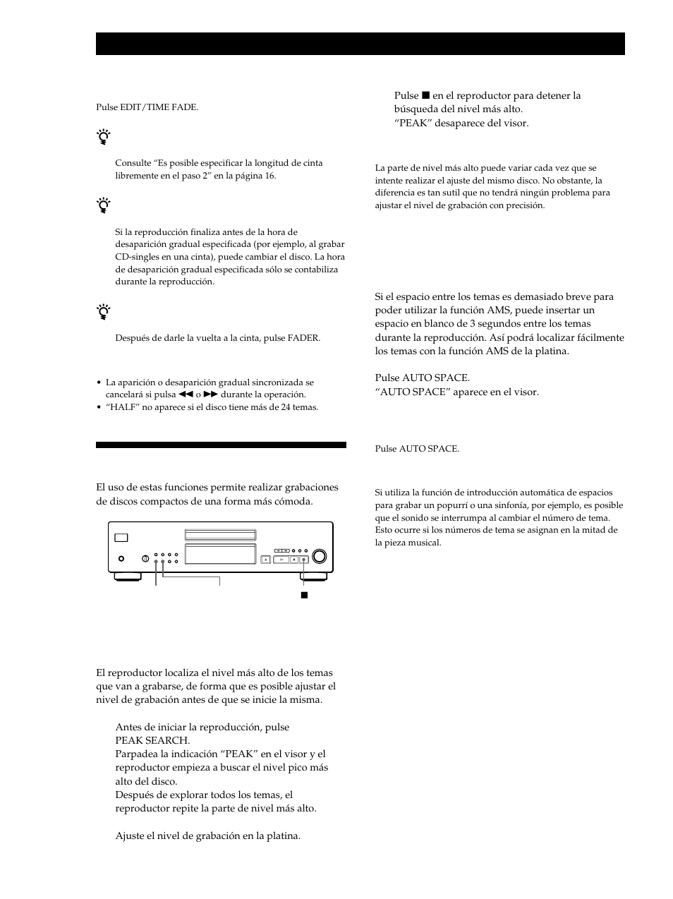 Consejos útiles de grabación, Grabación a partir de discos compactos | Sony CDP-XB740 User Manual | Page 78 / 84