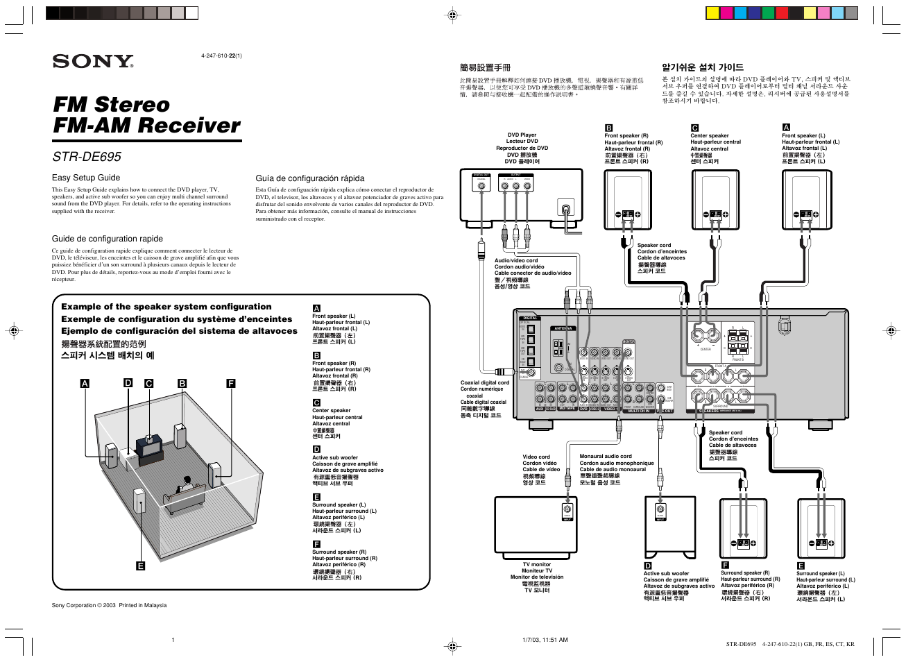 Sony FM Stereo FM-AM Receiver STR-DE695 User Manual | 1 page
