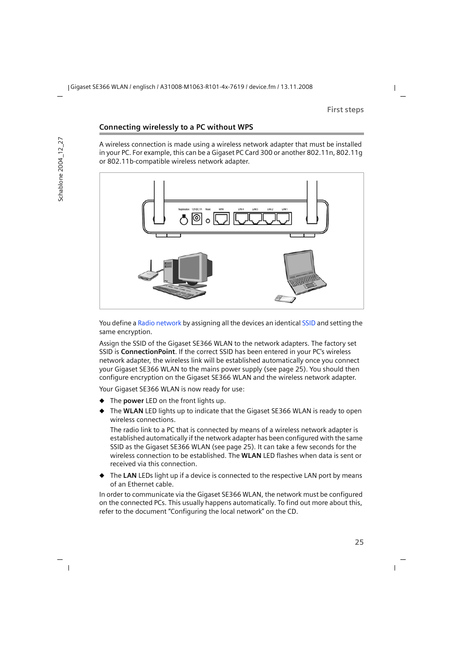 Connecting wirelessly to a pc without wps | Sony SE366 User Manual | Page 25 / 124