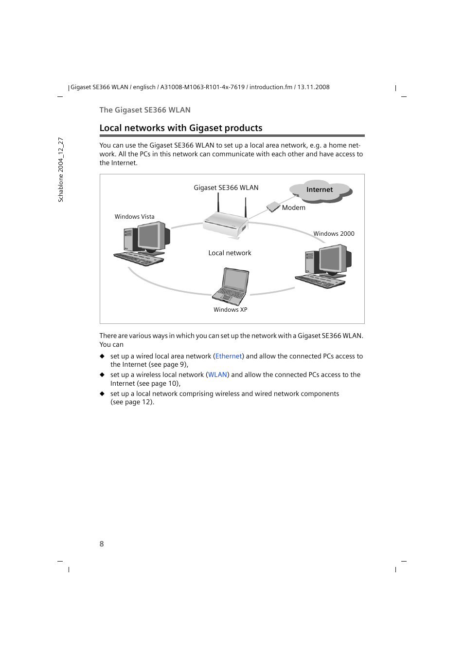 Local networks with gigaset products | Sony SE366 User Manual | Page 8 / 124