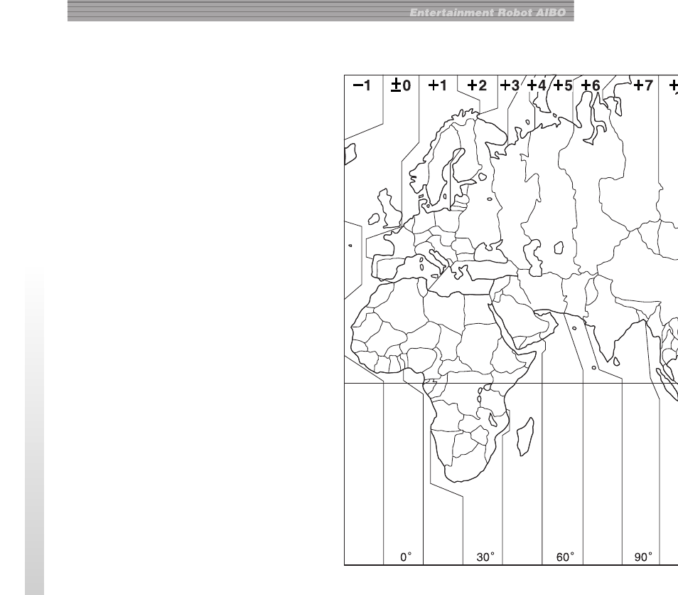 Time zone table | Sony AIBO ERA-210P1 User Manual | Page 36 / 96