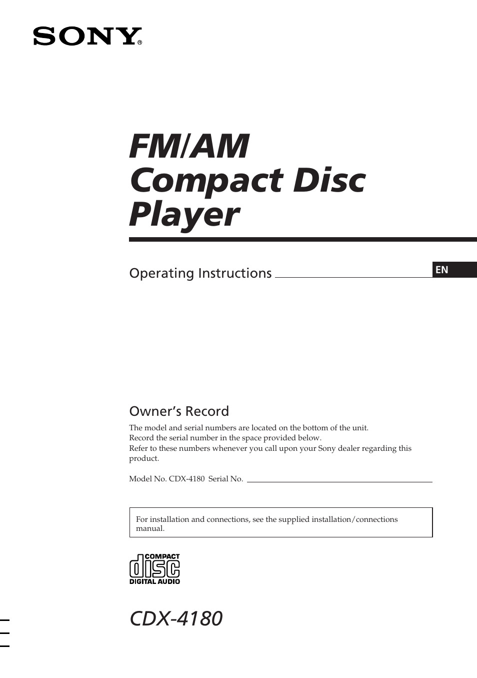 Sony CDX-4180 User Manual | 16 pages