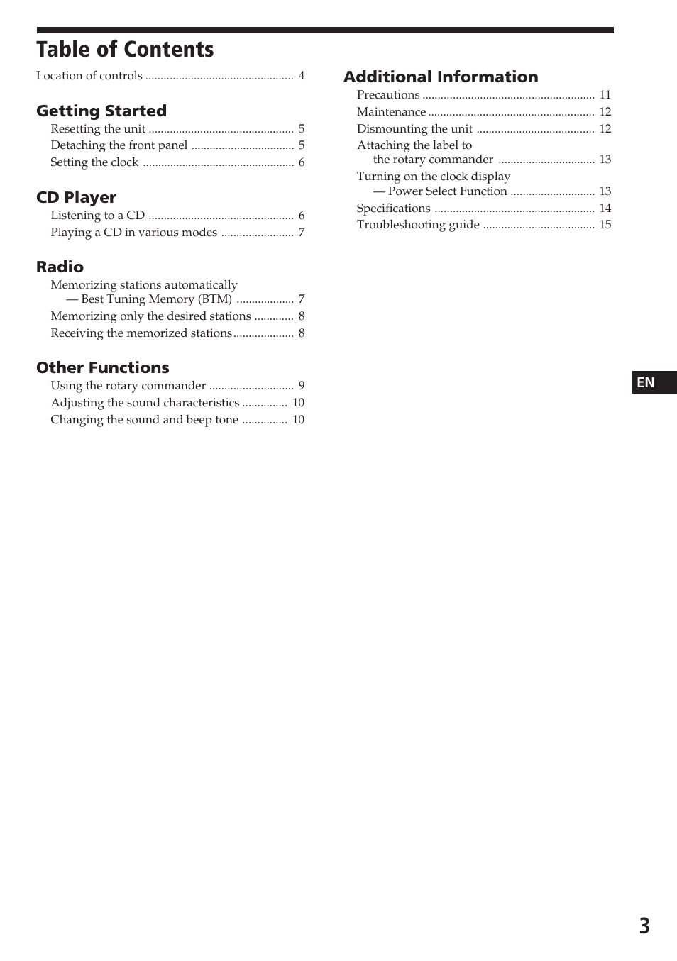 Sony CDX-4180 User Manual | Page 3 / 16