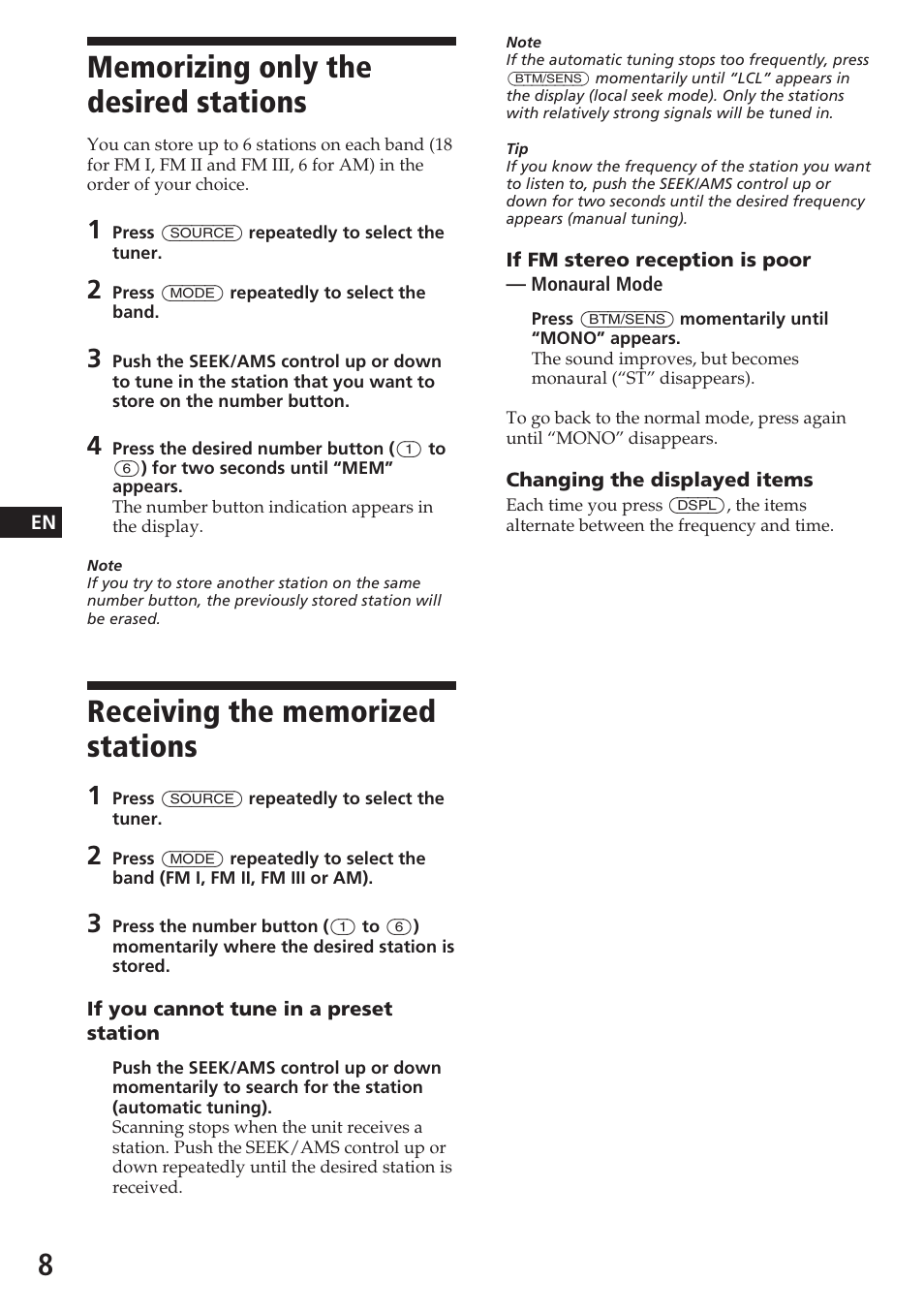 Sony CDX-4180 User Manual | Page 8 / 16