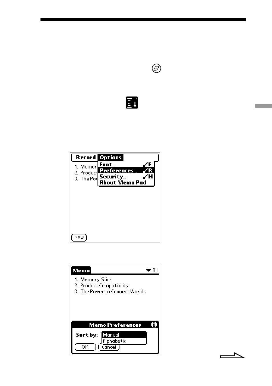 Sorting memos | Sony CLIE PEG-S300/E User Manual | Page 111 / 261