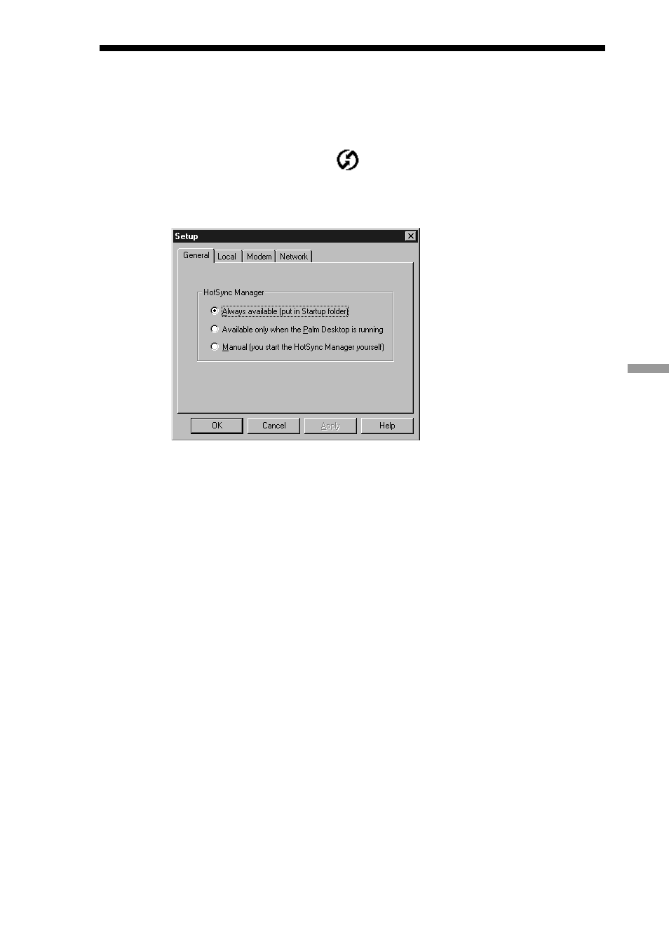 Changing the hotsync settings | Sony CLIE PEG-S300/E User Manual | Page 171 / 261