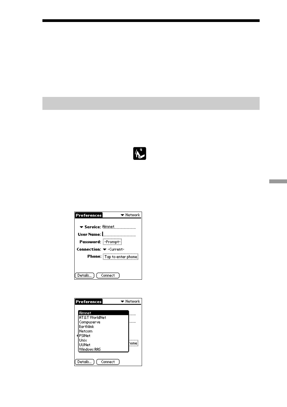 Setting network preferences | Sony CLIE PEG-S300/E User Manual | Page 213 / 261