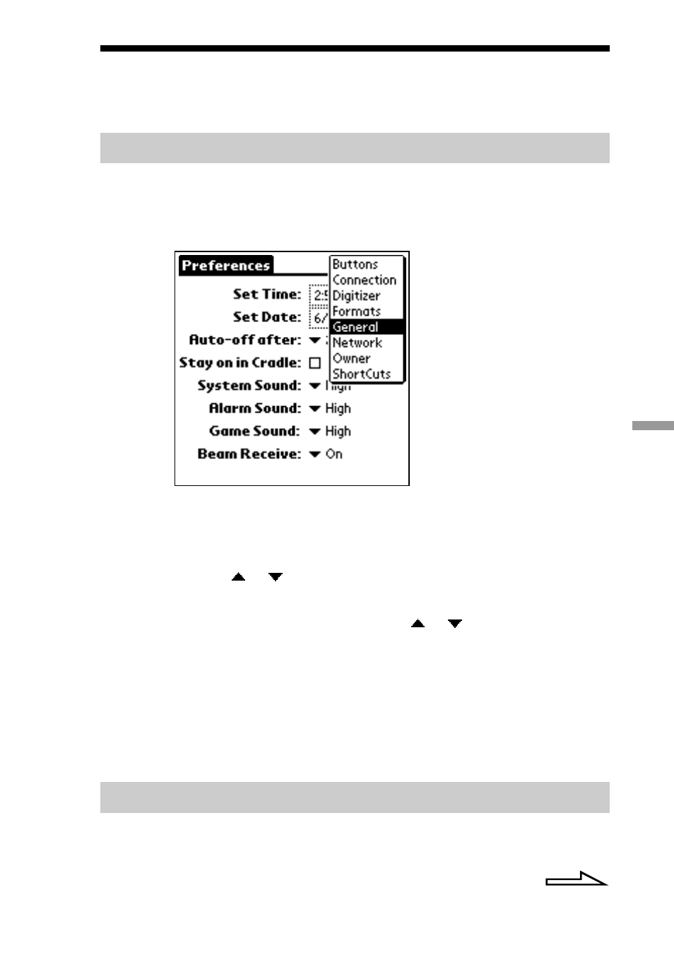 Setting general preferences | Sony CLIE PEG-S300/E User Manual | Page 237 / 261