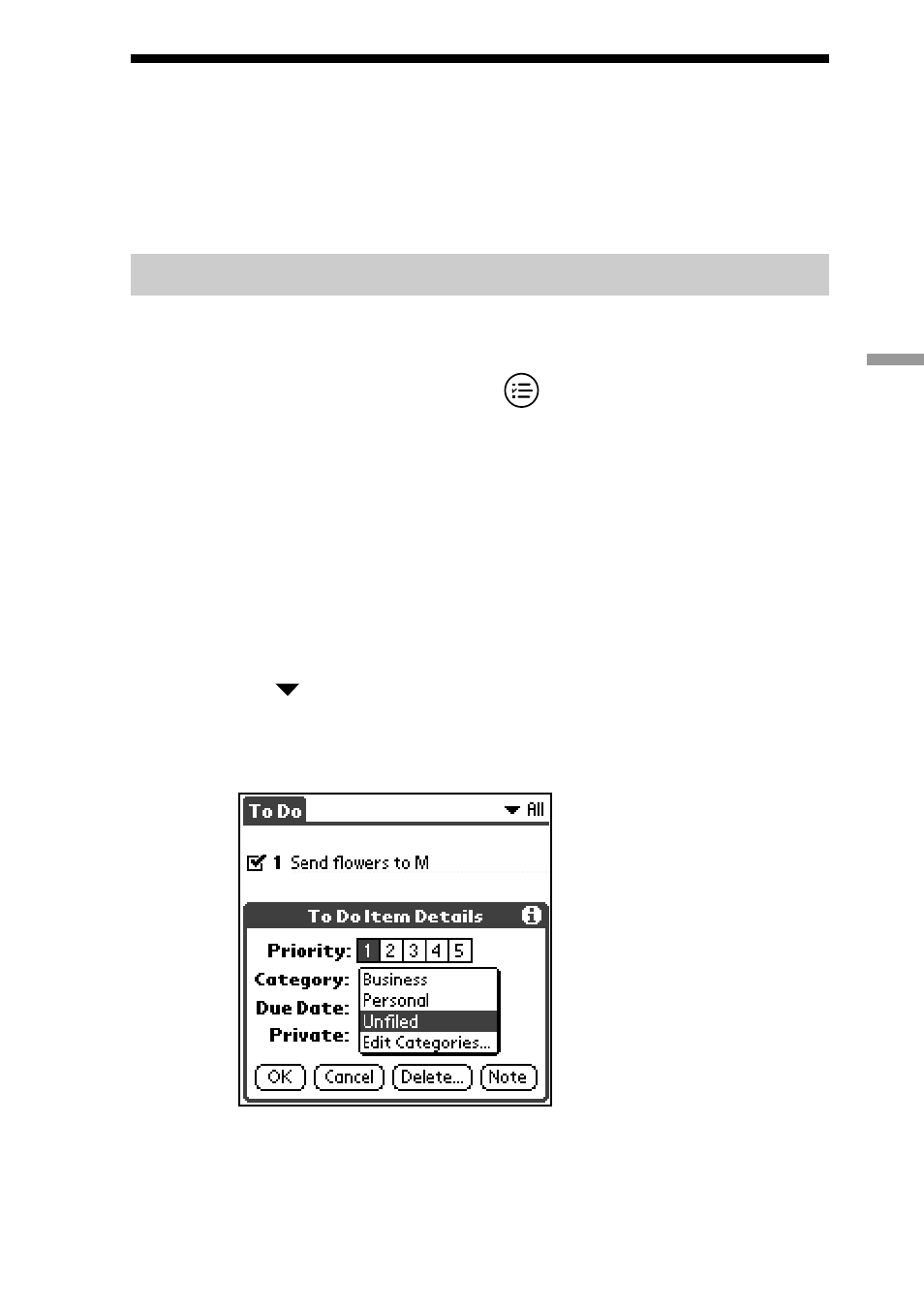 Changing priorities and due dates | Sony CLIE PEG-S300/E User Manual | Page 99 / 261