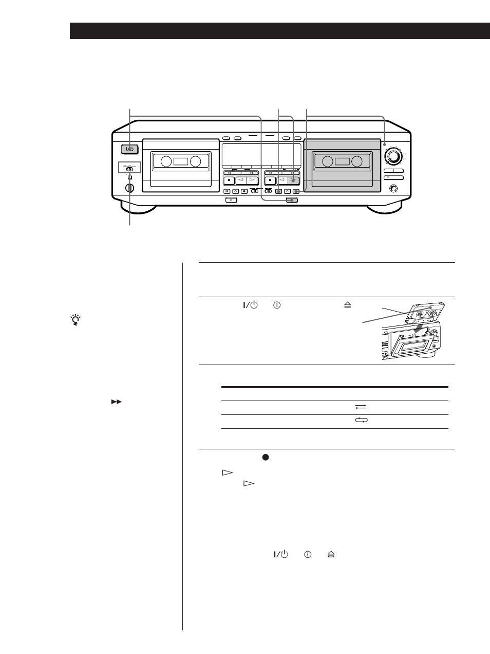 Recording on a tape, 6basic operations, Set direction mode | Sony TC-WE825S User Manual | Page 6 / 24