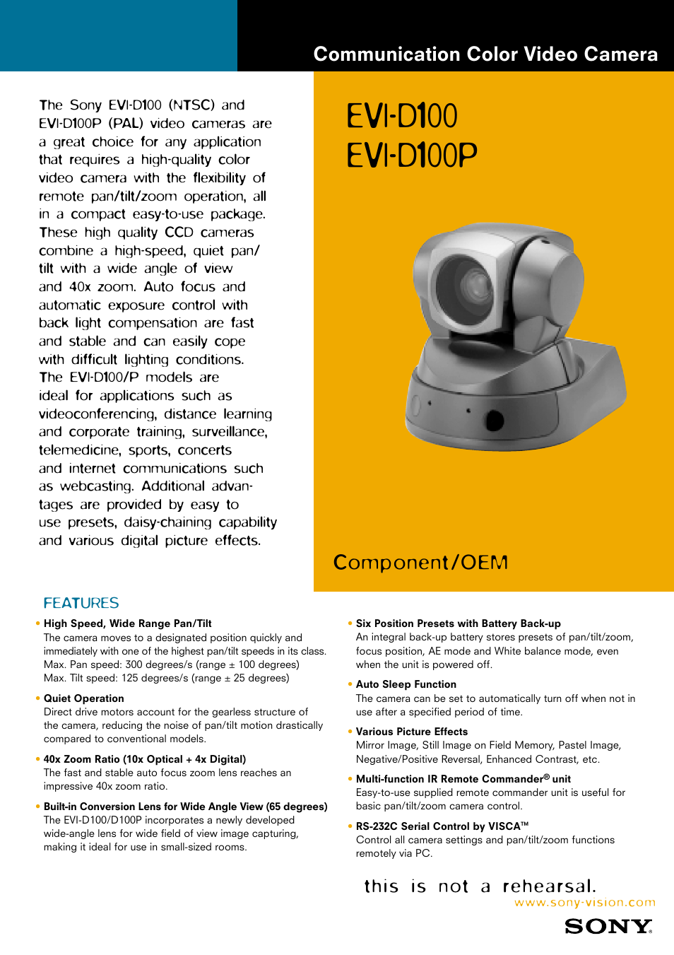 Sony EVI-D100P User Manual | 2 pages