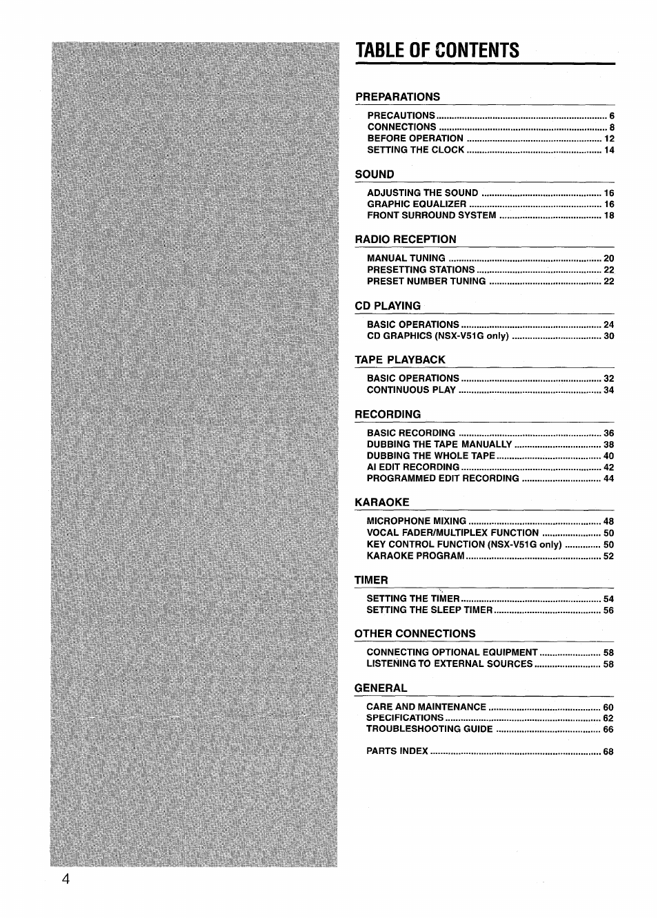 Sony AIWA NSX-V50 User Manual | Page 4 / 72