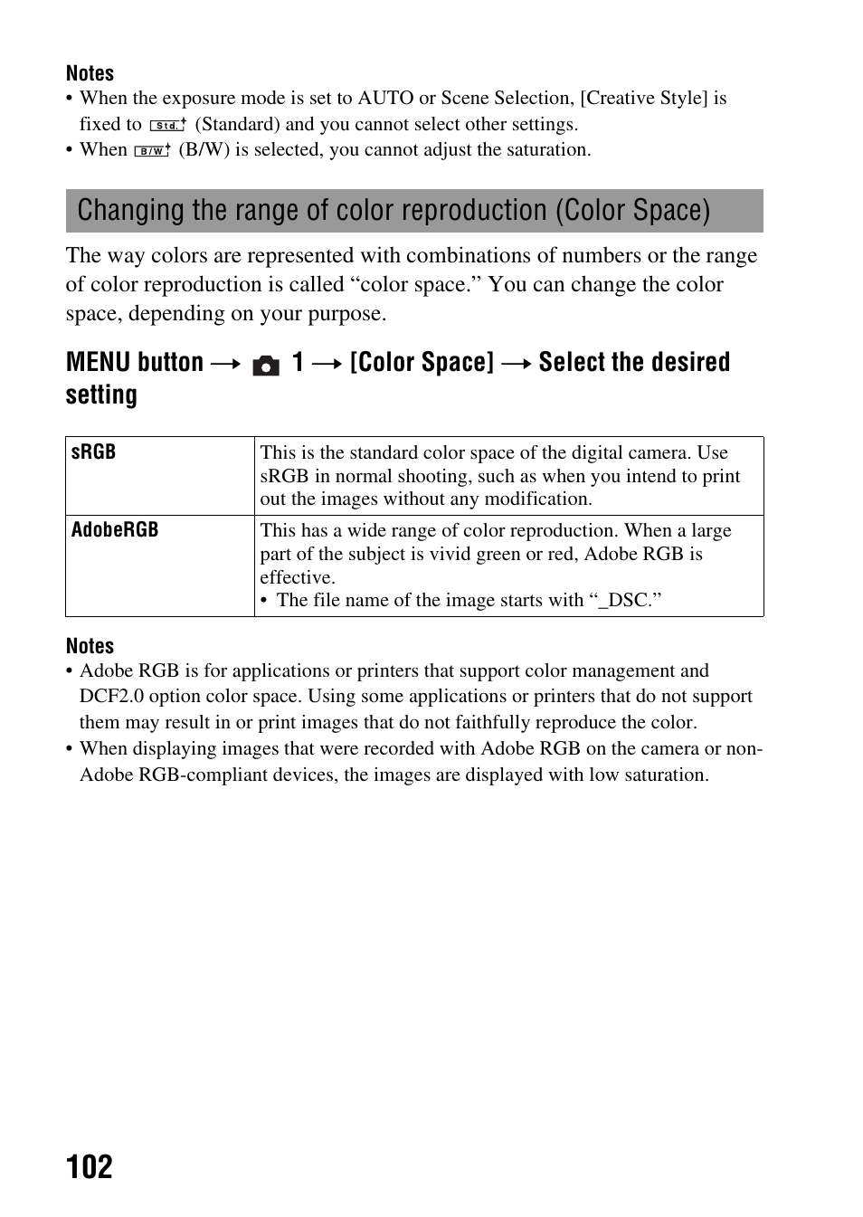 Sony alpha DSLR-A500 User Manual | Page 102 / 178