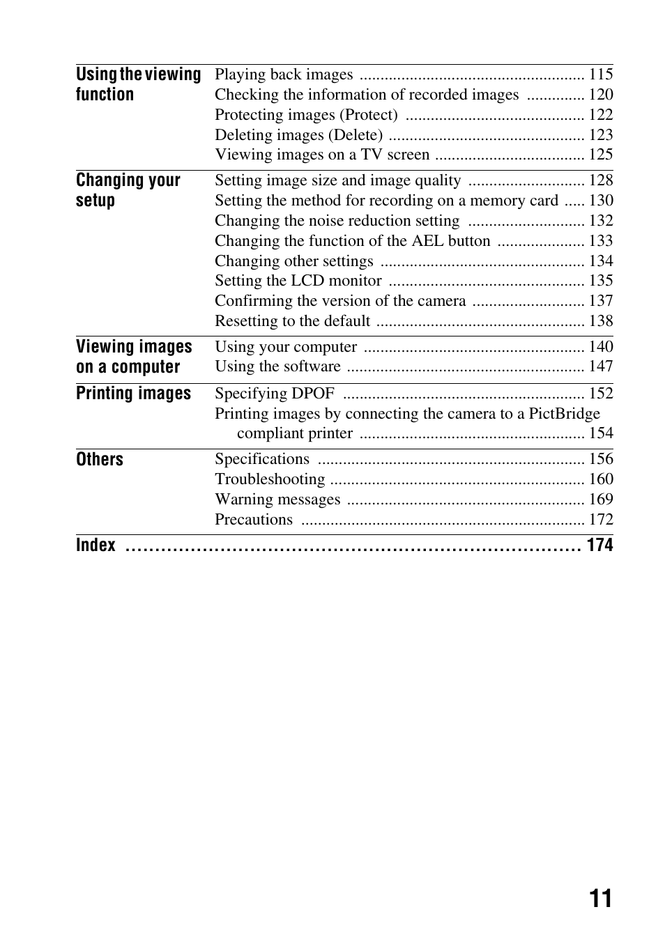 Sony alpha DSLR-A500 User Manual | Page 11 / 178
