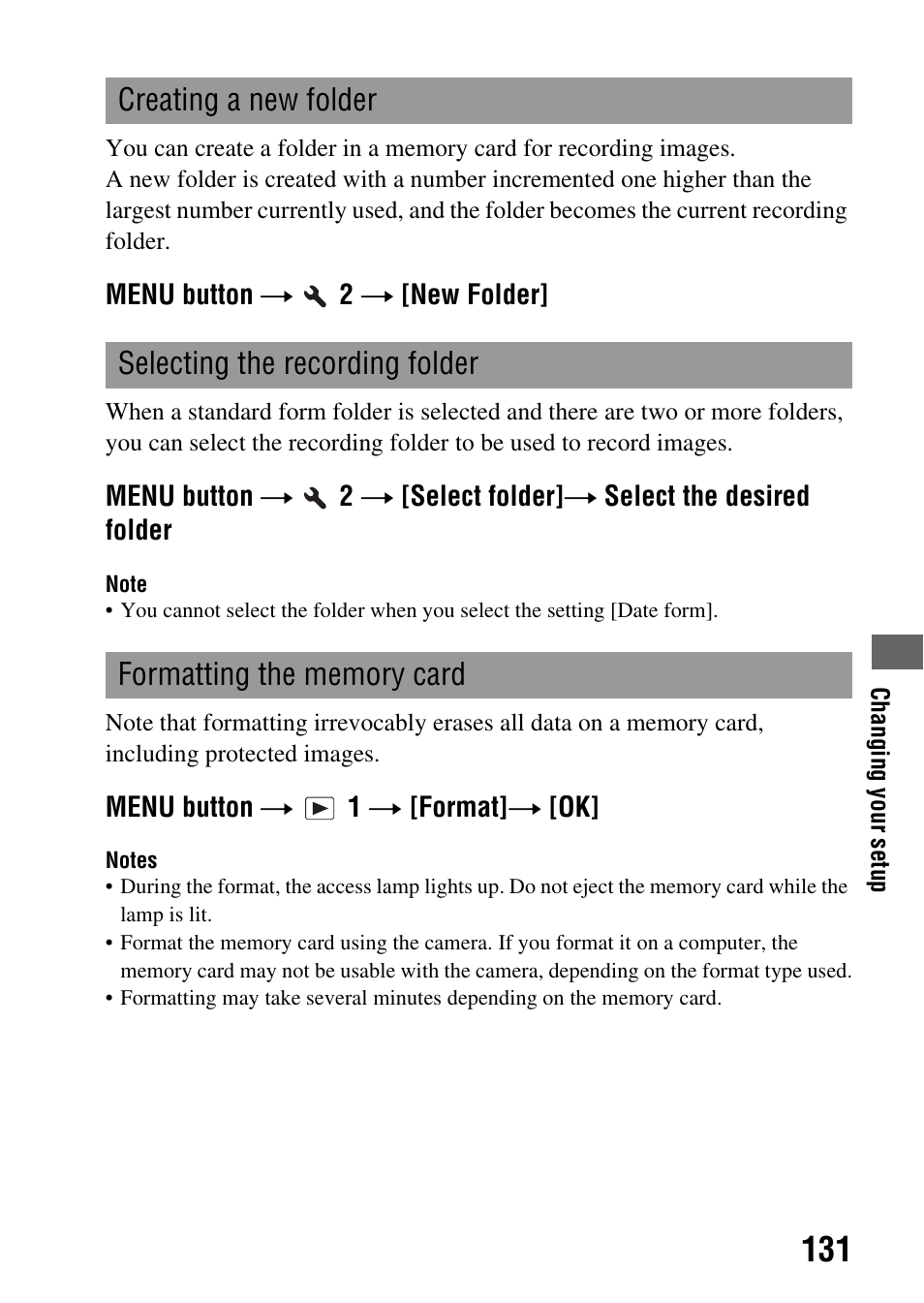 Folder (131), Lder (131) | Sony alpha DSLR-A500 User Manual | Page 131 / 178