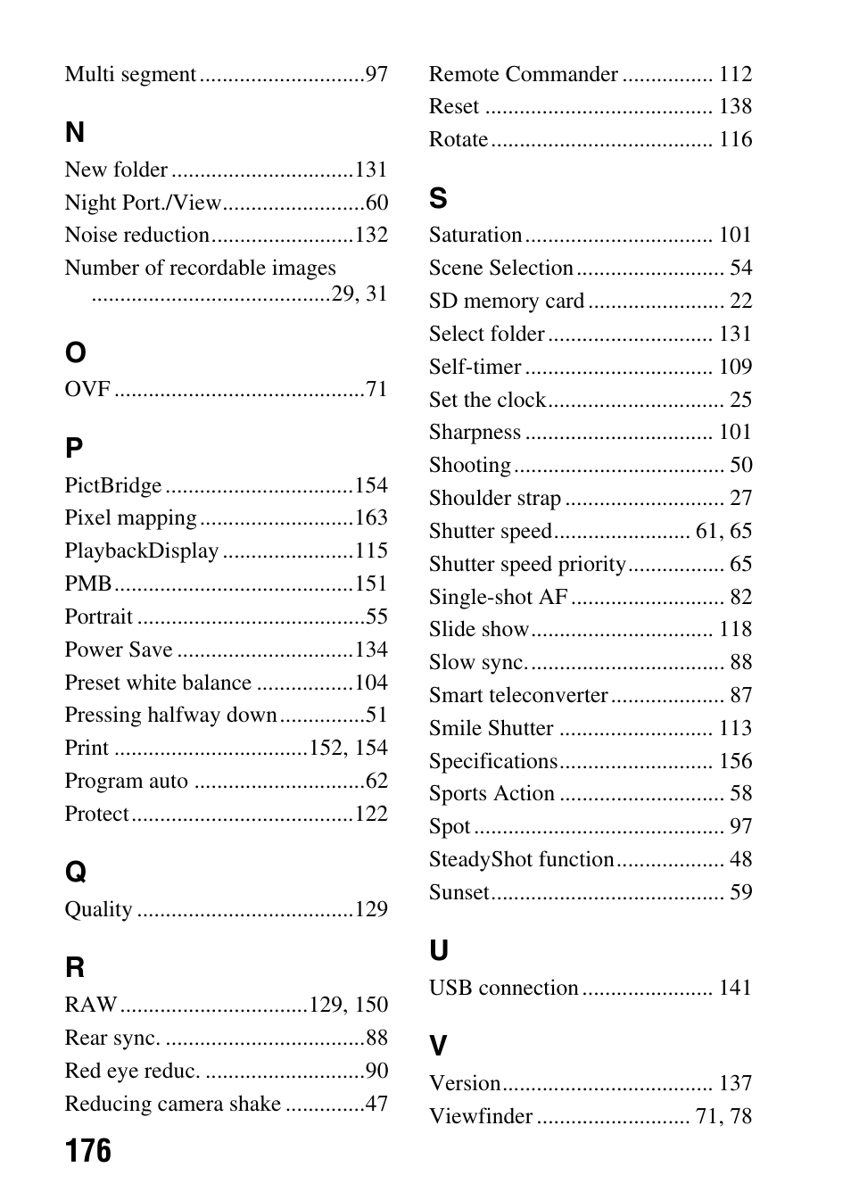 Sony alpha DSLR-A500 User Manual | Page 176 / 178