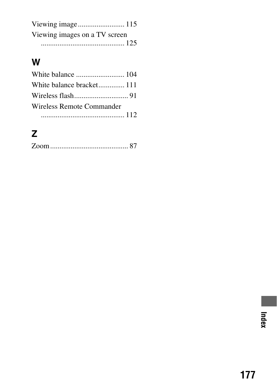 Sony alpha DSLR-A500 User Manual | Page 177 / 178