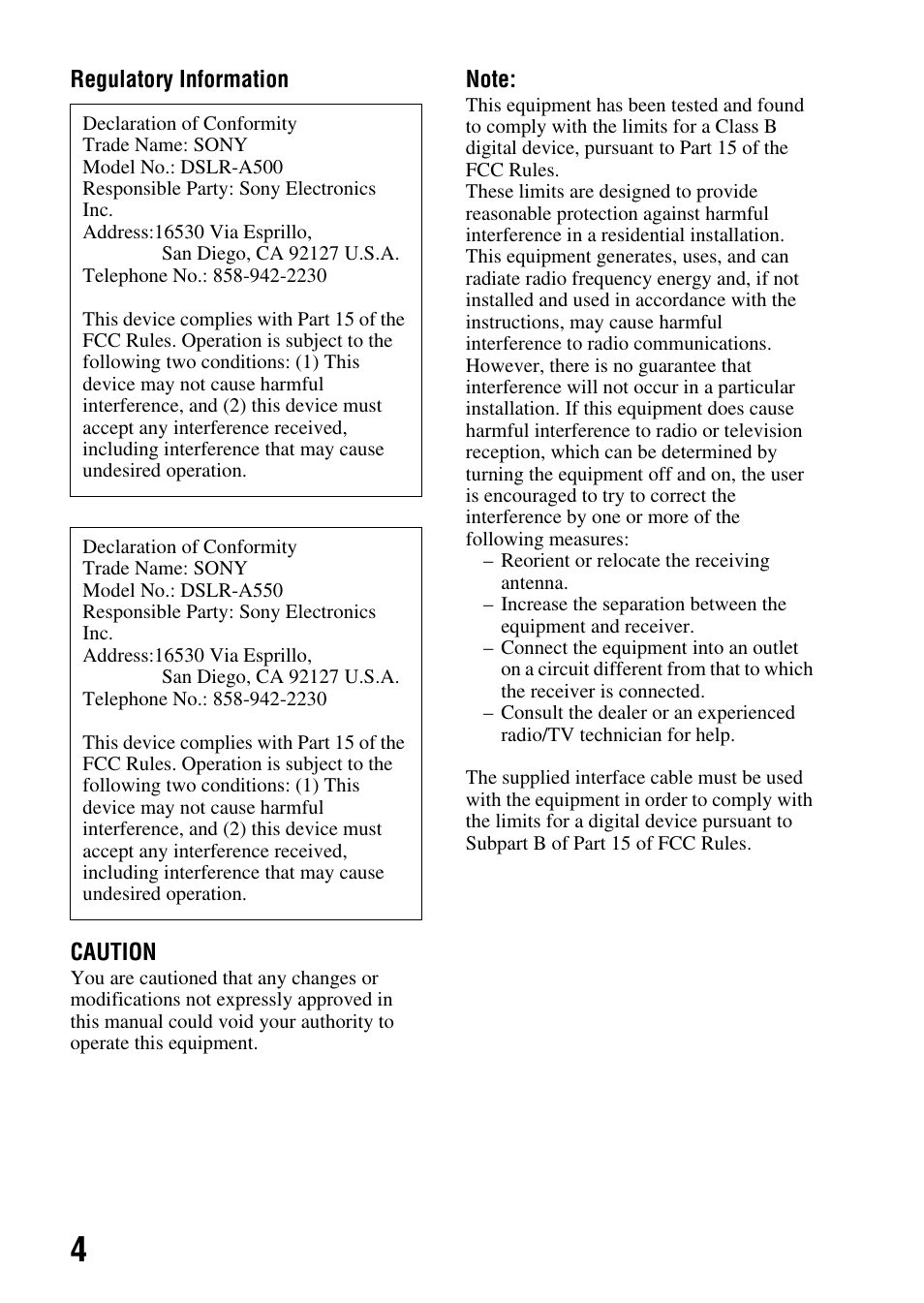 Sony alpha DSLR-A500 User Manual | Page 4 / 178