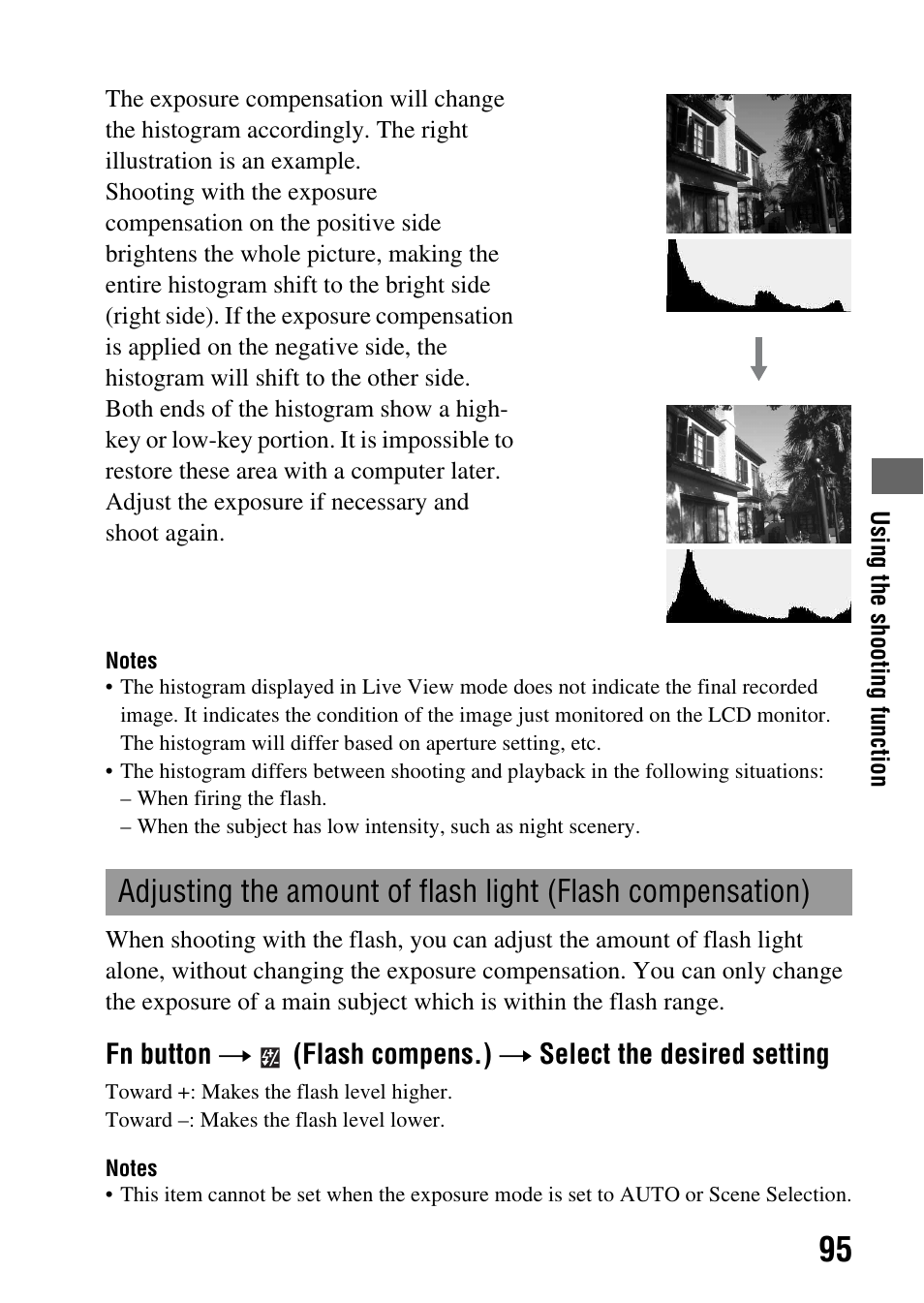 N (95), Flash compens. (95) | Sony alpha DSLR-A500 User Manual | Page 95 / 178