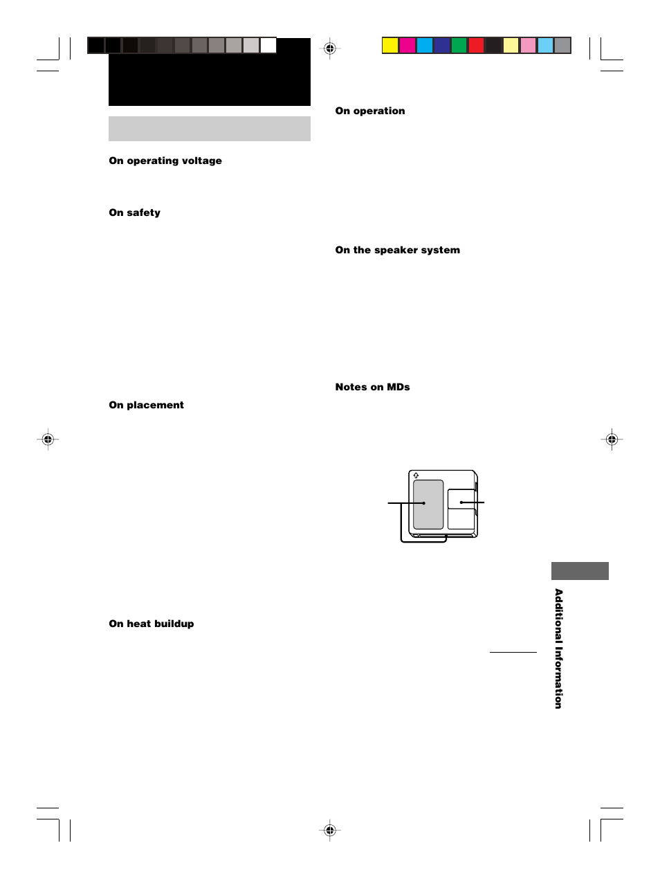 Additional information, Precautions | Sony CMT-CP505MD User Manual | Page 61 / 68
