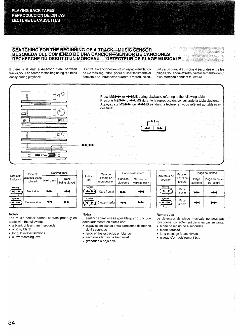 Notes, Notas, Remarques | Sony SX-N737 User Manual | Page 34 / 72