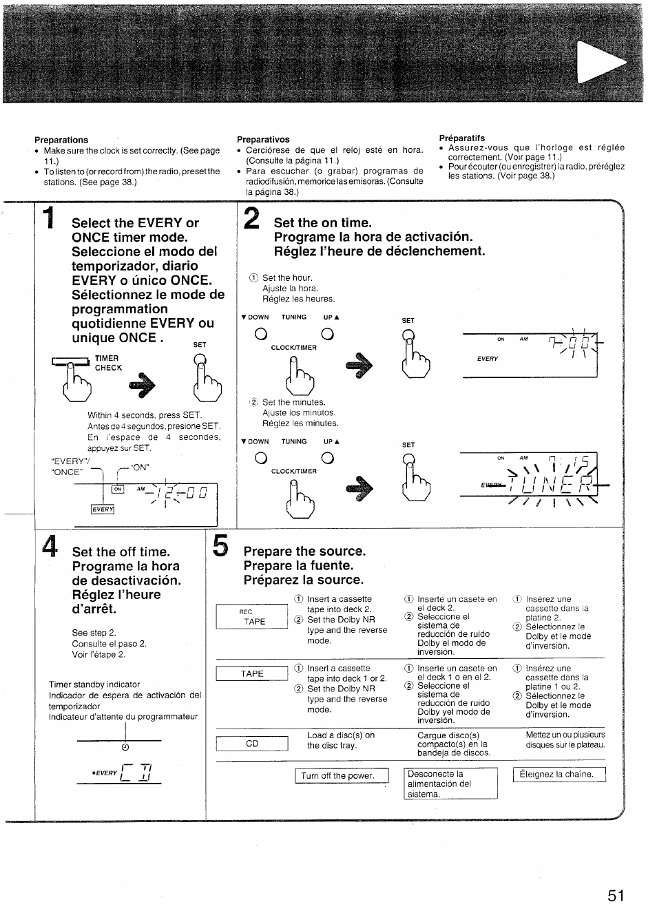 Preparations, Preparativos, Préparatifs | Precautions | Sony SX-N737 User Manual | Page 51 / 72