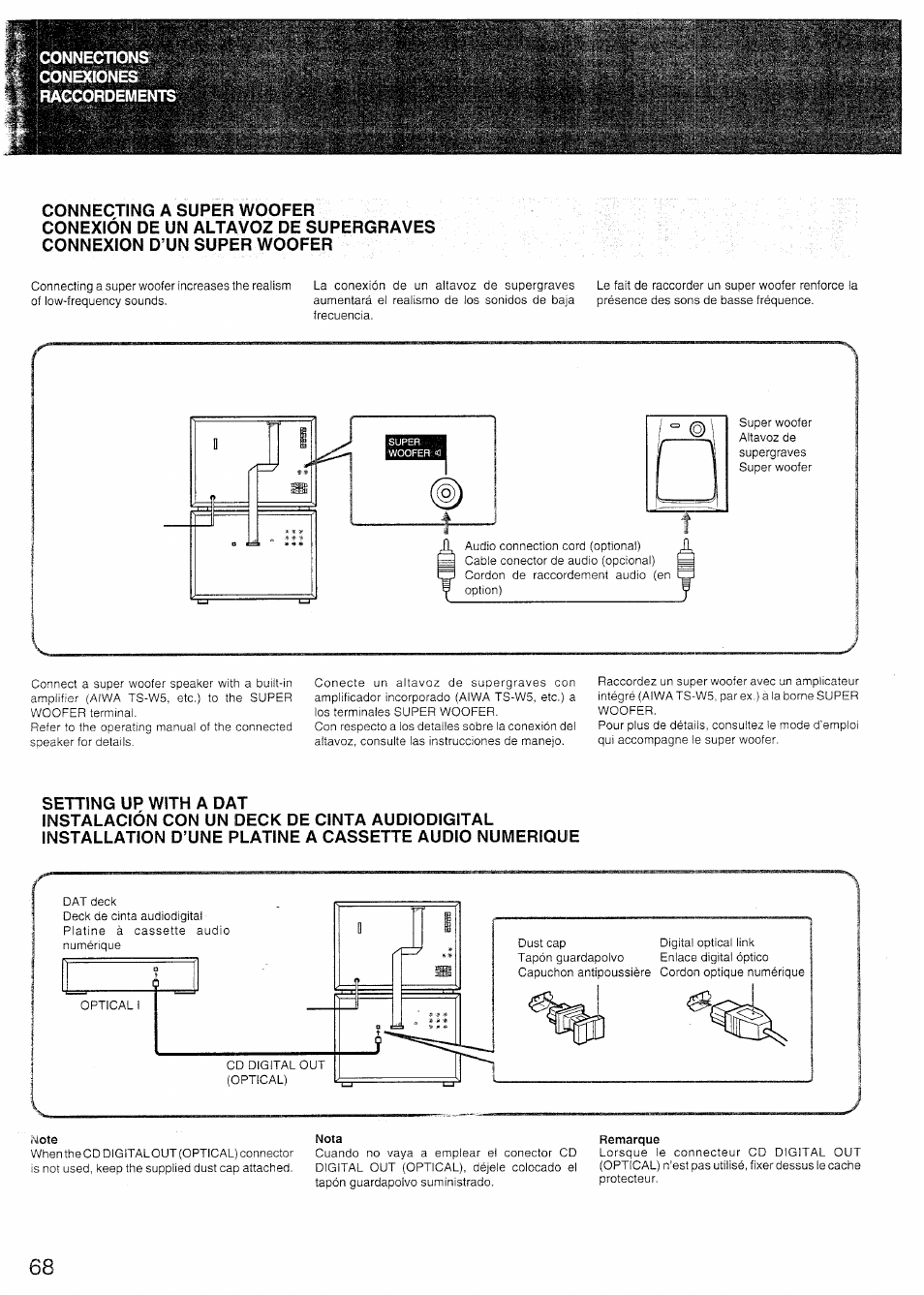 Setting up with a dat, Note, Nota | Remarque, Á h::^- -_.j | Sony SX-N737 User Manual | Page 68 / 72