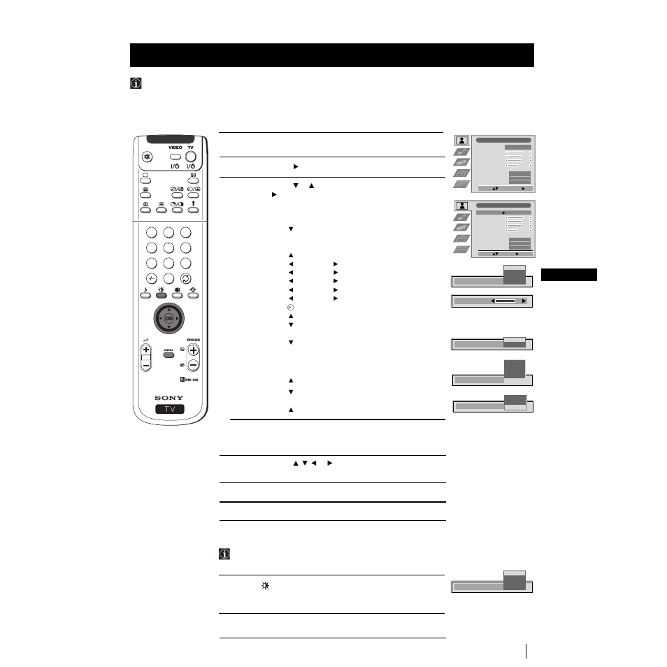 Adjusting the picture, Changing the picture mode quickly, 11 gb | Menu system | Sony Grand Wega KF-50SX100K User Manual | Page 10 / 193