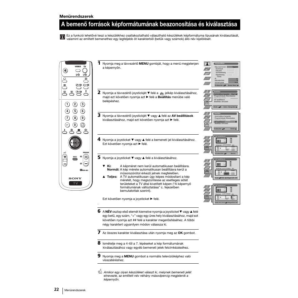 Menürendszerek | Sony Grand Wega KF-50SX100K User Manual | Page 117 / 193